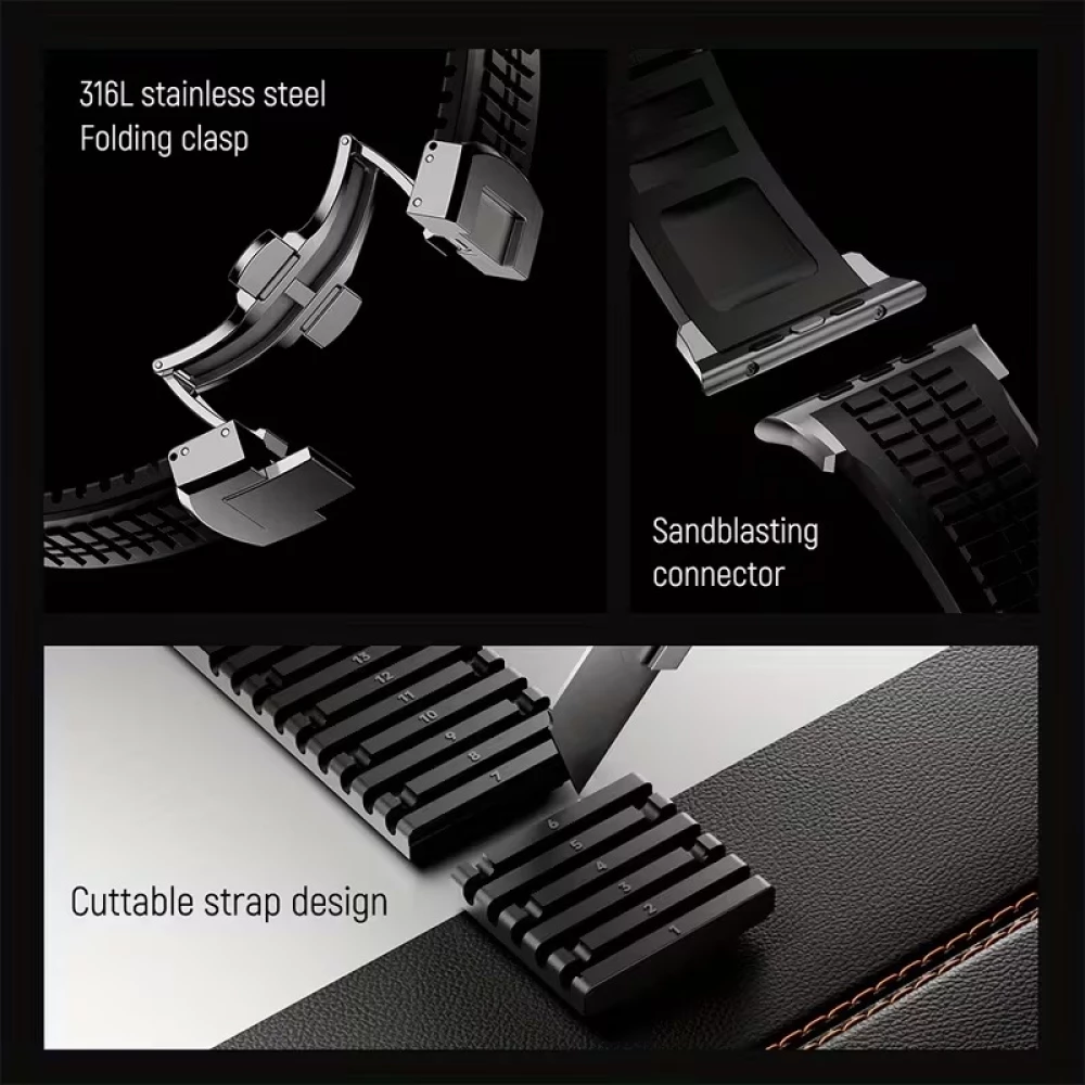 Bracelet sport luxe en caoutchouc premium pour Apple Watch 49/46/45/44 mm confort étanche et résistant - Rouge - Apple Watch 44/45/46/49 mm