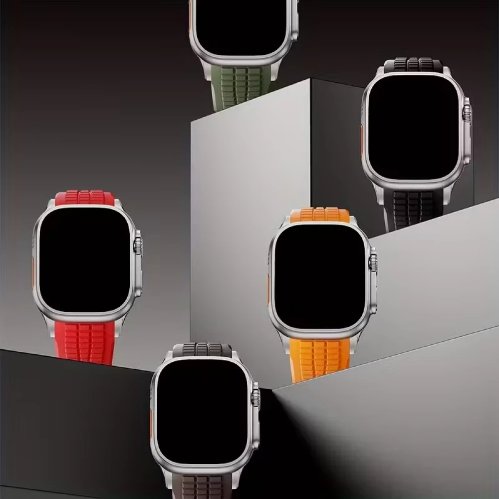 Bracelet sport luxe en caoutchouc premium pour Apple Watch 49/46/45/44 mm confort étanche et résistant - Vert - Apple Watch 44/45/46/49 mm