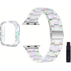 Bracelet transparent scintillant avec coque strass - Blanc - Apple Watch Ultra / Ultra 2 (49 mm)