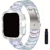 Bracelet transparent scintillant avec coque strass - Blanc - Apple Watch Ultra / Ultra 2 (49 mm)