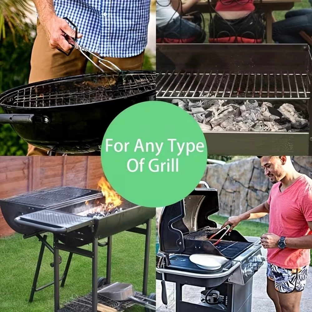 Robuste Grillb&uuml;rste aus Edelstahl in Y Form mit langem Griff und extra breitem B&uuml;rstenkopf Grillreinigungswerkzeug - Schwarz