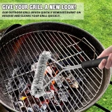 Robuste Grillb&uuml;rste aus Edelstahl in Y Form mit langem Griff und extra breitem B&uuml;rstenkopf Grillreinigungswerkzeug - Schwarz