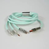 Câble 3 en 1 USB-A vert Lightning / USB-C / Micro USB (1 m) en silicone résistant et léger - Vert menthe