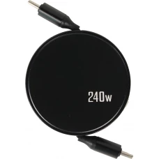 Câble double USB-C rétractable 240W double connecteur (1 m) léger et compact - Noir