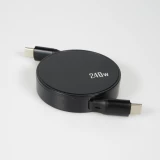 Câble double USB-C rétractable 240W double connecteur (1 m) léger et compact - Noir
