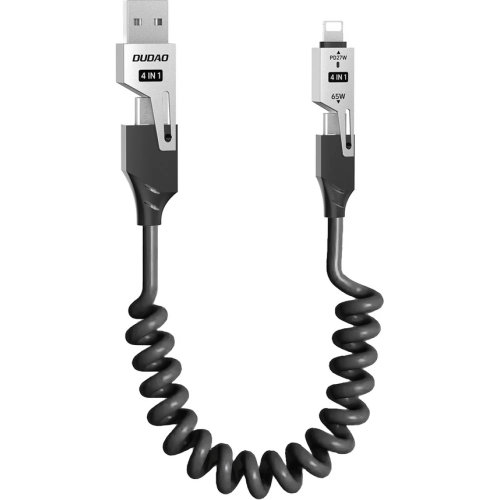 Dudao L20 Pro 4-in-1 Kabel USB-A / USB-C - Lightning / USB-C 65W f&uuml;r Laden und Daten&uuml;bertragung - Schwarz