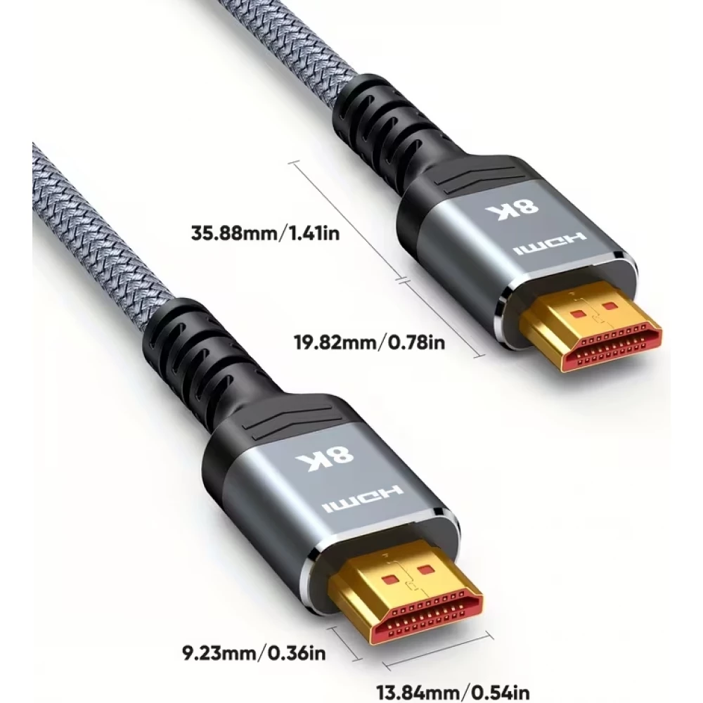 C&acirc;ble HDMI 2.1 Ultra haute vitesse 48Gbps 8K/60Hz 4K/120Hz HDMI m&acirc;le/m&acirc;le tress&eacute; (30cm) - Argent