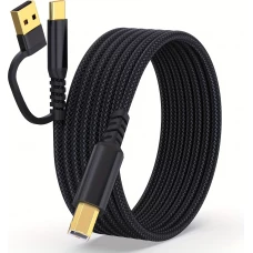 C&acirc;ble imprimante 2-en-1 USB-A/C vers USB-B pour HP / Canon / Epson / Brother - Noir