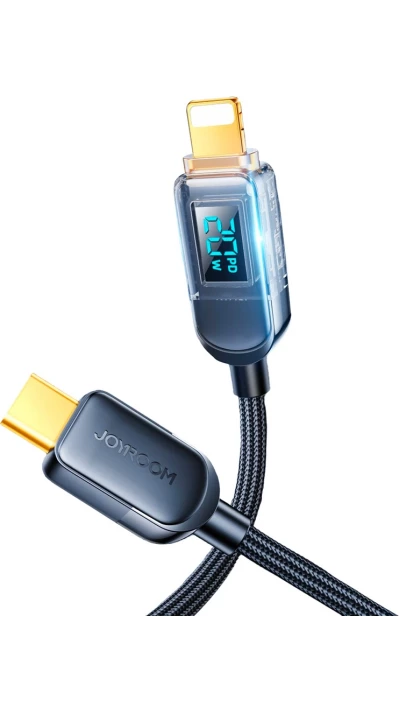 C&acirc;ble Joyroom A4 USB-C / Lightning 20W avec &eacute;cran affichage (1.2m) - Noir