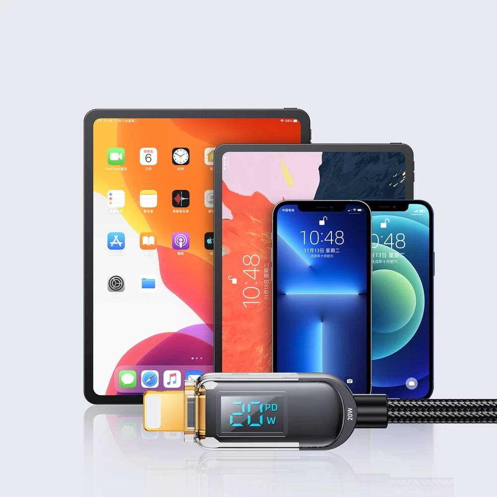 C&acirc;ble Joyroom A4 USB-C / Lightning 20W avec &eacute;cran affichage (1.2m) - Noir