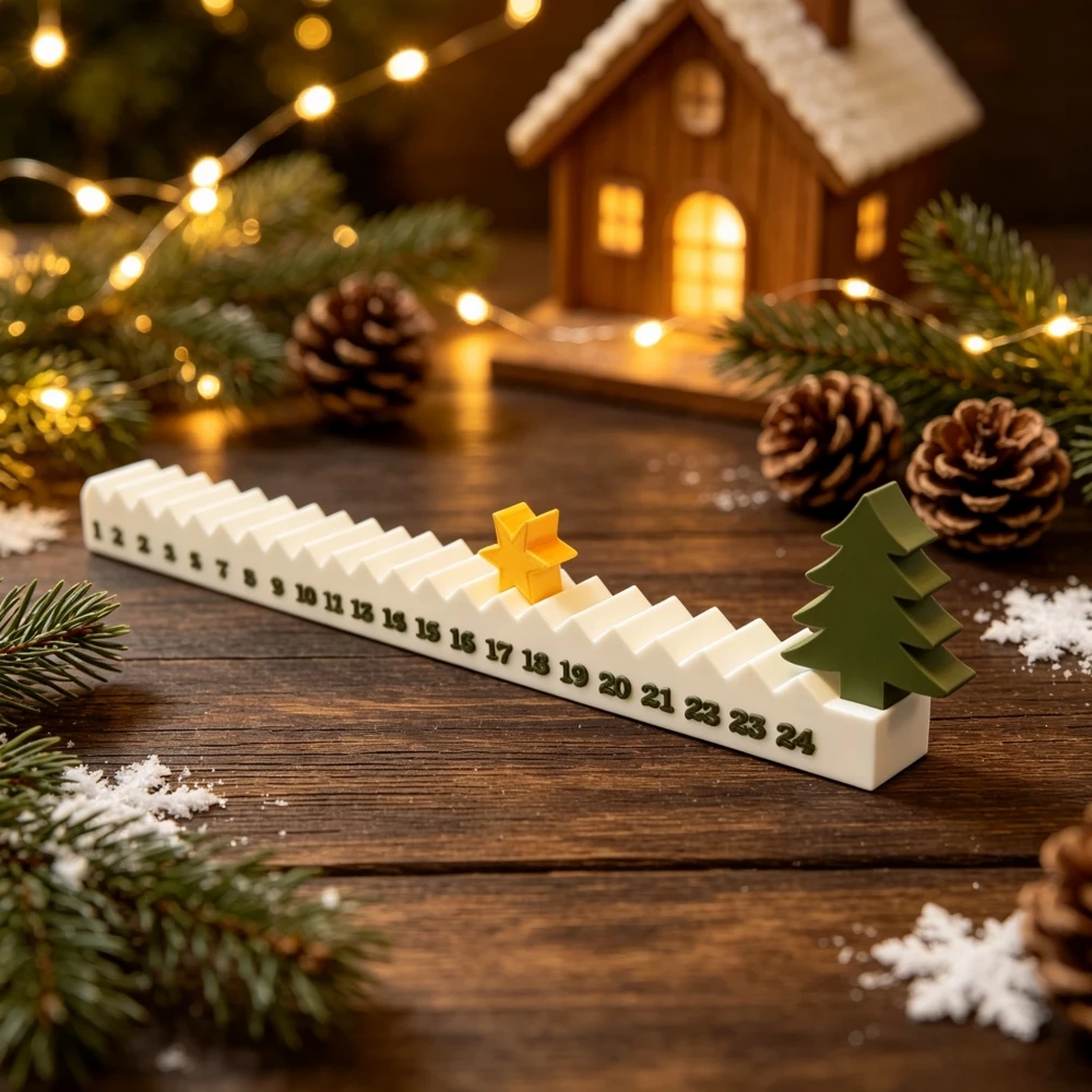 Calendrier de l'avent de No&euml;l 3D &ndash; compte &agrave; rebours 24 jours et d&eacute;coration de No&euml;l en relief - Blanc