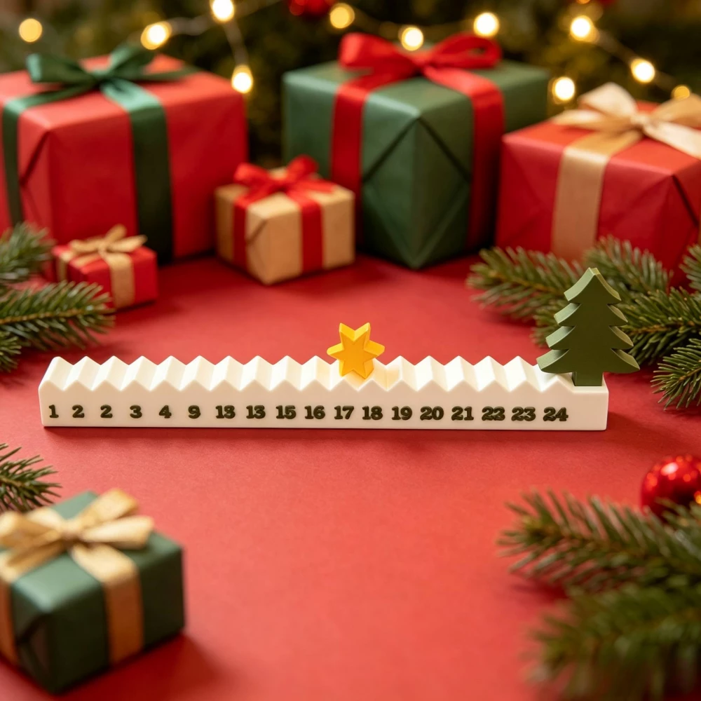 Calendrier de l'avent de No&euml;l 3D &ndash; compte &agrave; rebours 24 jours et d&eacute;coration de No&euml;l en relief - Blanc