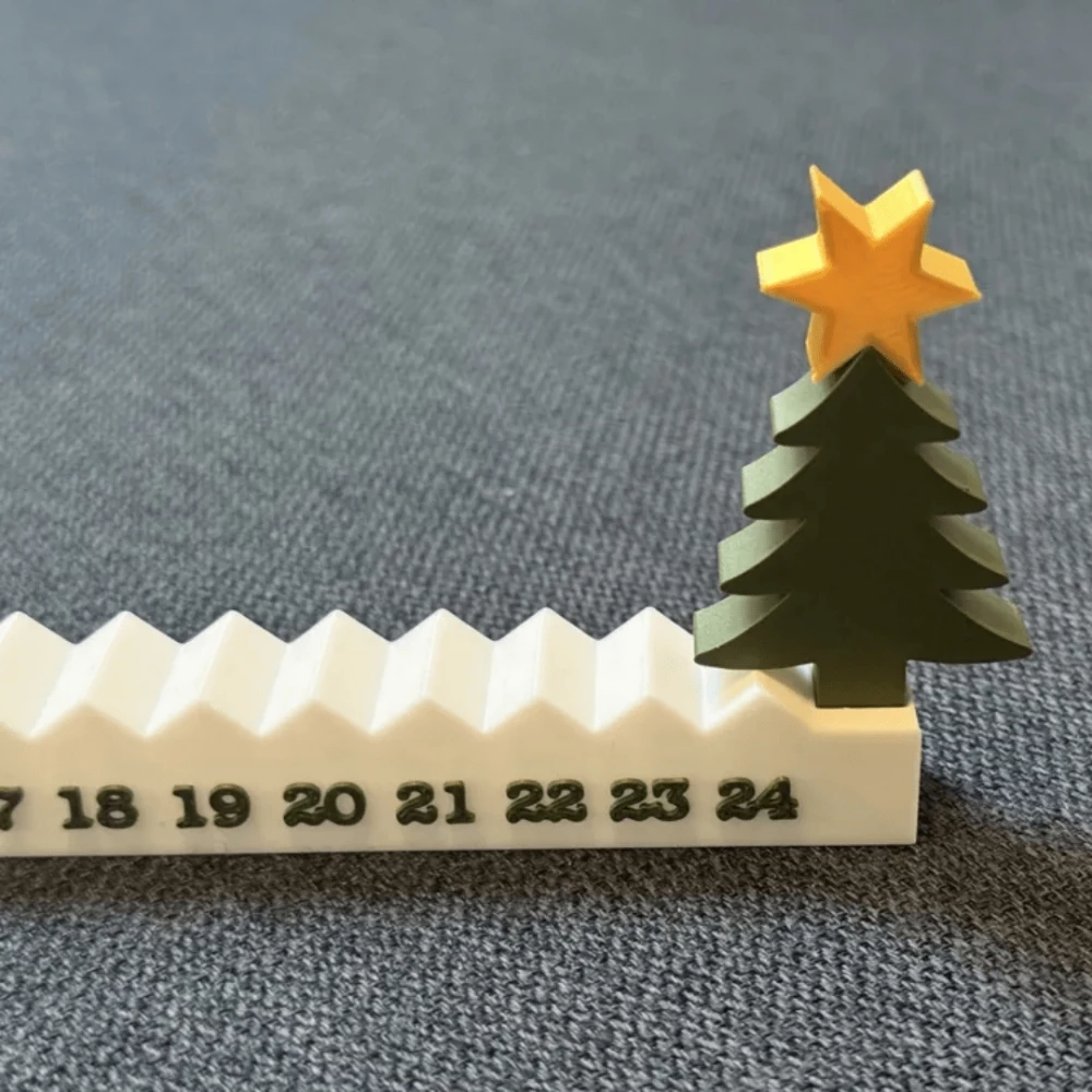 Calendrier de l'avent de No&euml;l 3D &ndash; compte &agrave; rebours 24 jours et d&eacute;coration de No&euml;l en relief - Blanc