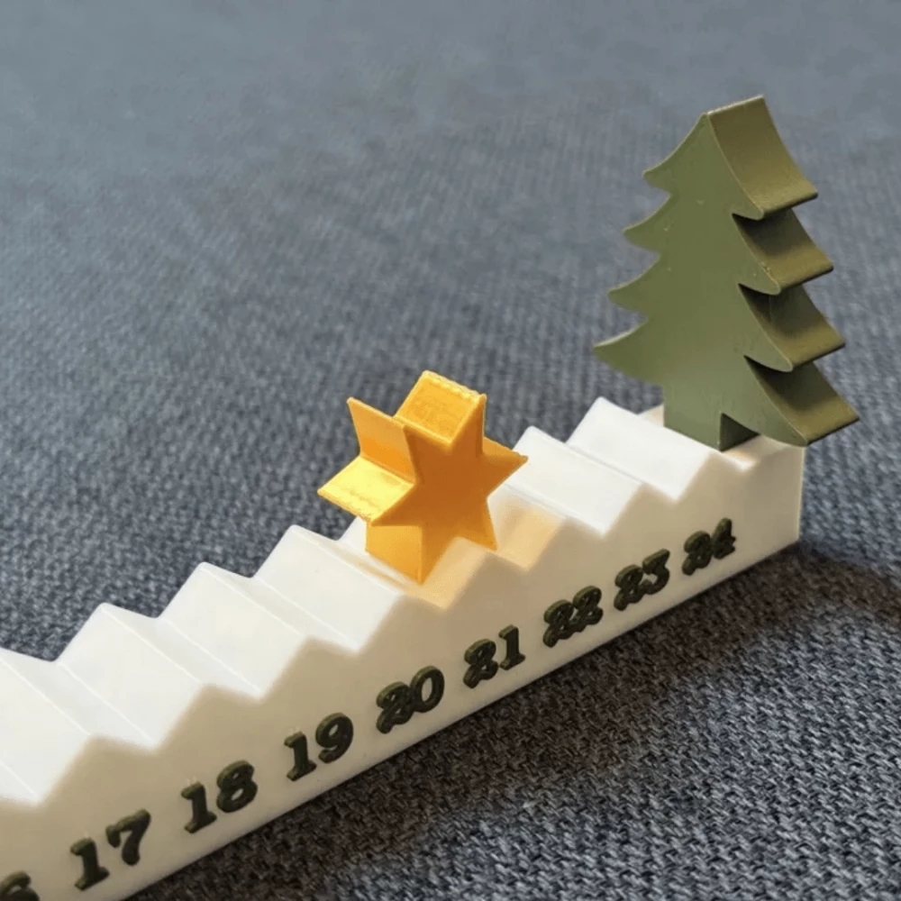 Calendrier de l'avent de No&euml;l 3D &ndash; compte &agrave; rebours 24 jours et d&eacute;coration de No&euml;l en relief - Blanc