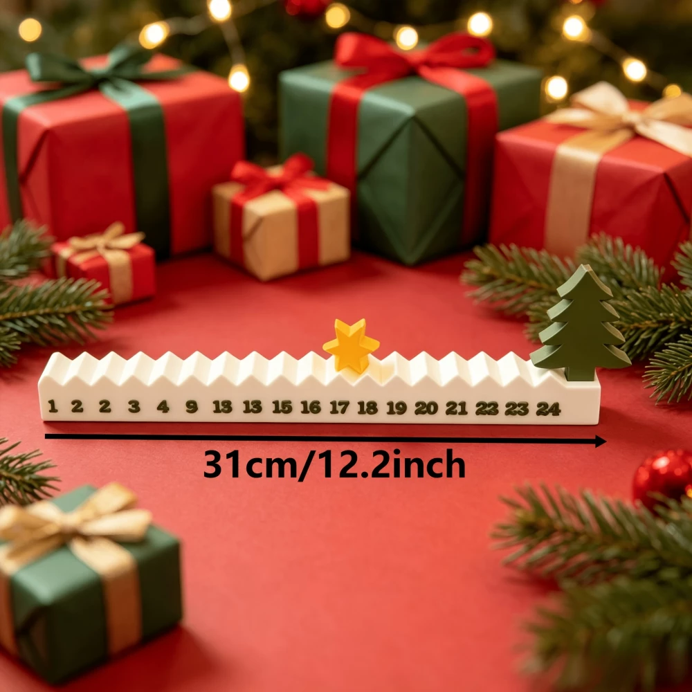 Calendrier de l'avent de No&euml;l 3D &ndash; compte &agrave; rebours 24 jours et d&eacute;coration de No&euml;l en relief - Blanc
