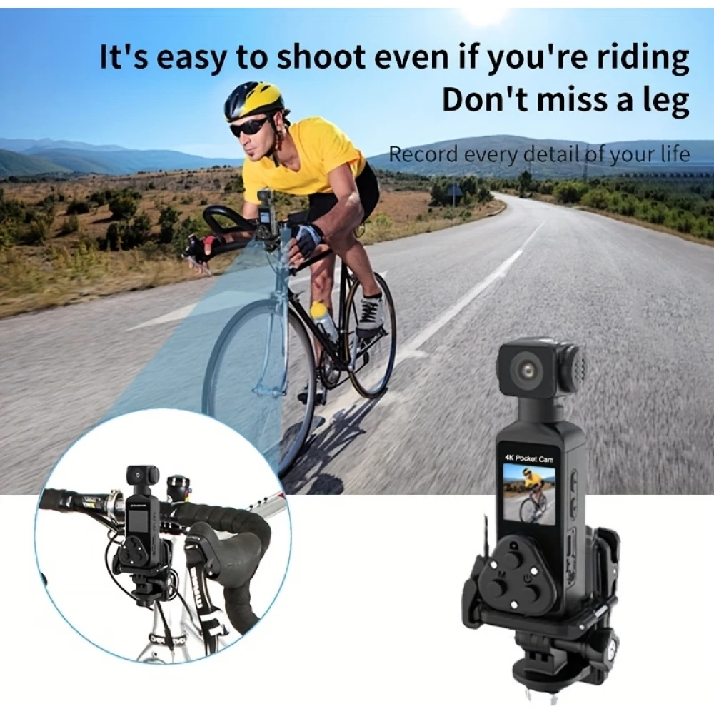Cam&eacute;ra d'action portable 4K avec objectif rotatif 270&deg; l&eacute;g&egrave;re rechargeable pour vlogging et voyage - Noir