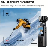 Cam&eacute;ra d'action portable 4K avec objectif rotatif 270&deg; l&eacute;g&egrave;re rechargeable pour vlogging et voyage - Noir