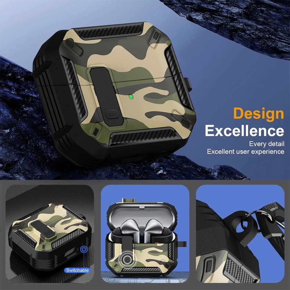 Camouflage fibre carbone avec mousqueton - Vert - AirPods 4