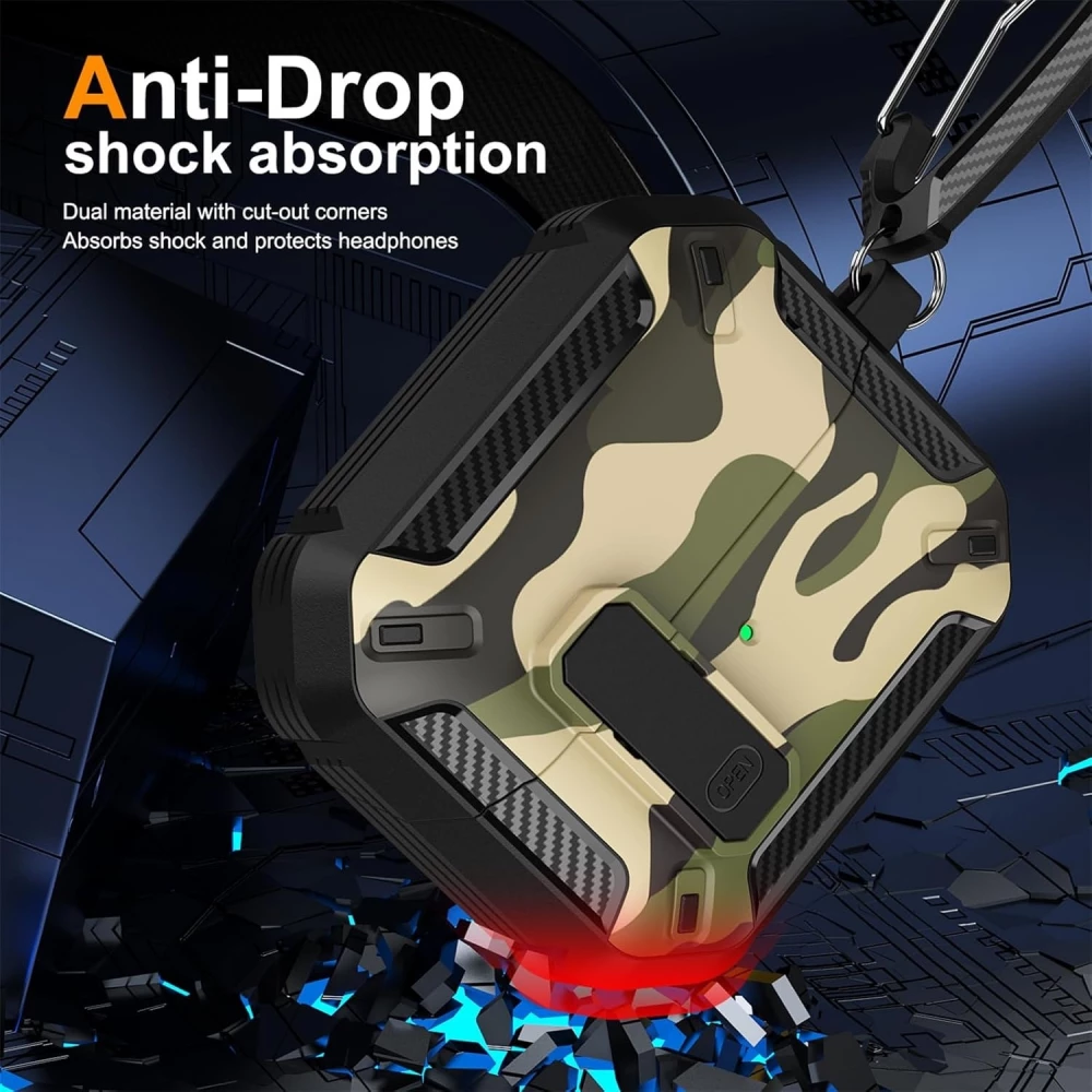 Camouflage fibre carbone avec mousqueton - Vert - AirPods 4