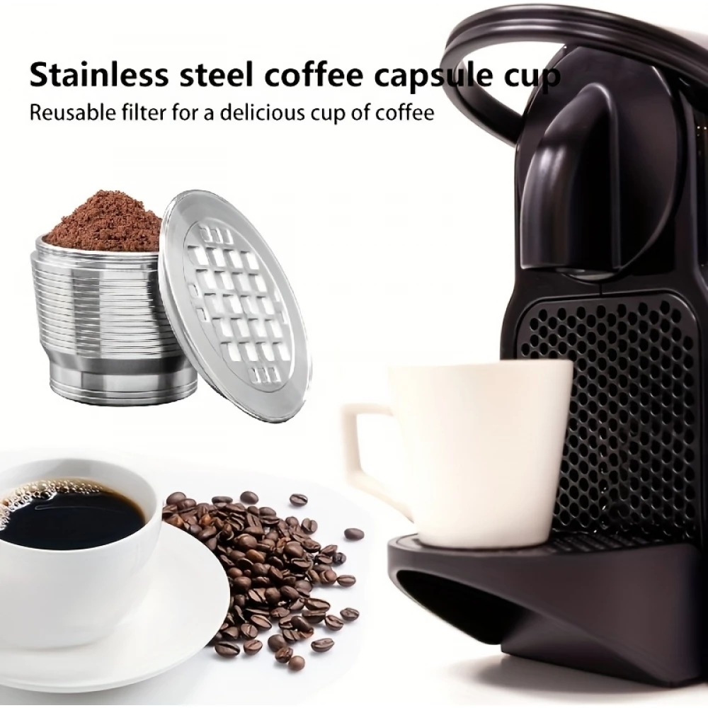 Wiederverwendbare Edelstahl-Kaffeekapsel kompatibel mit Nespresso - Silber