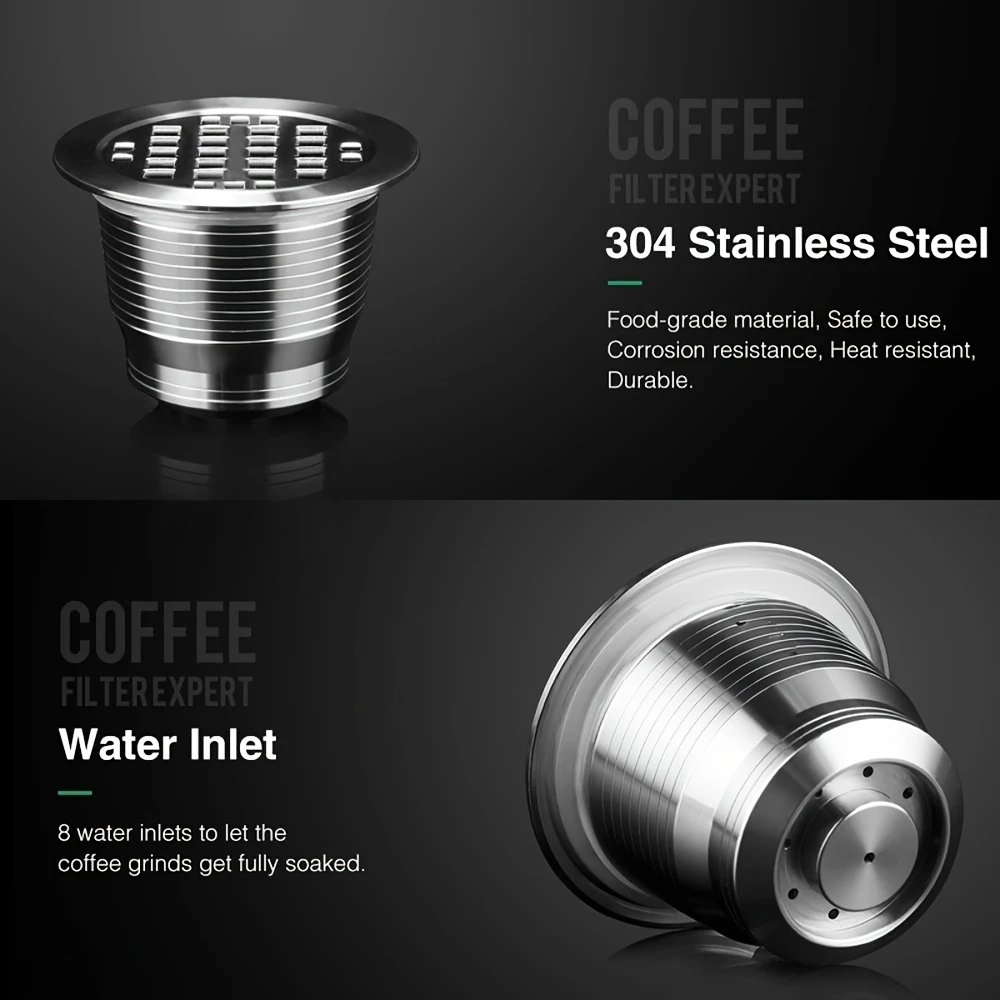 Wiederverwendbare Edelstahl-Kaffeekapsel kompatibel mit Nespresso - Silber