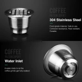 Wiederverwendbare Edelstahl-Kaffeekapsel kompatibel mit Nespresso - Silber