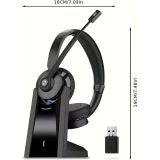 Vonztek Kabelloser Noise-Cancelling Kopfhörer mit Mikrofon und Ladestation für Homeoffice und Videokonferenzen - Schwarz