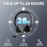 Vonztek Kabelloser Noise-Cancelling Kopfhörer mit Mikrofon und Ladestation für Homeoffice und Videokonferenzen - Schwarz