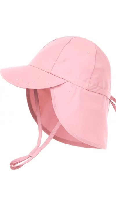 Chapeau b&eacute;b&eacute; (0 &agrave; 6 mois) &eacute;t&eacute; ajustable anti-UV avec protection nuque pour voyage et baignade - Rose