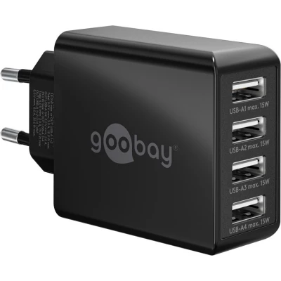 Chargeur multiport Goobay 30W 4 ports USB-A - Noir