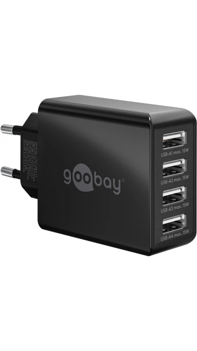 Chargeur multiport Goobay 30W 4 ports USB-A - Noir