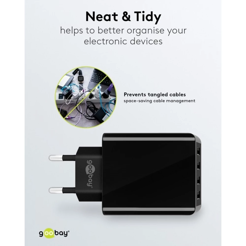 Chargeur multiport Goobay 30W 4 ports USB-A - Noir