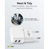 Chargeur mural double Goobay 12W USB-A adaptateur secteur USB compact - Blanc