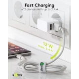 Chargeur mural double Goobay 12W USB-A adaptateur secteur USB compact - Blanc
