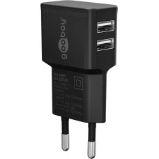 Chargeur mural double Goobay 12W USB-A adaptateur secteur USB compact - Noir