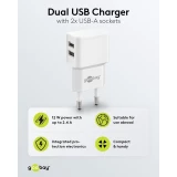 Chargeur mural double Goobay 12W USB-A adaptateur secteur USB compact - Noir