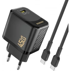 Chargeur mural GaN Dudao A28C 45W avec câble USB-C design antiglisse - Noir