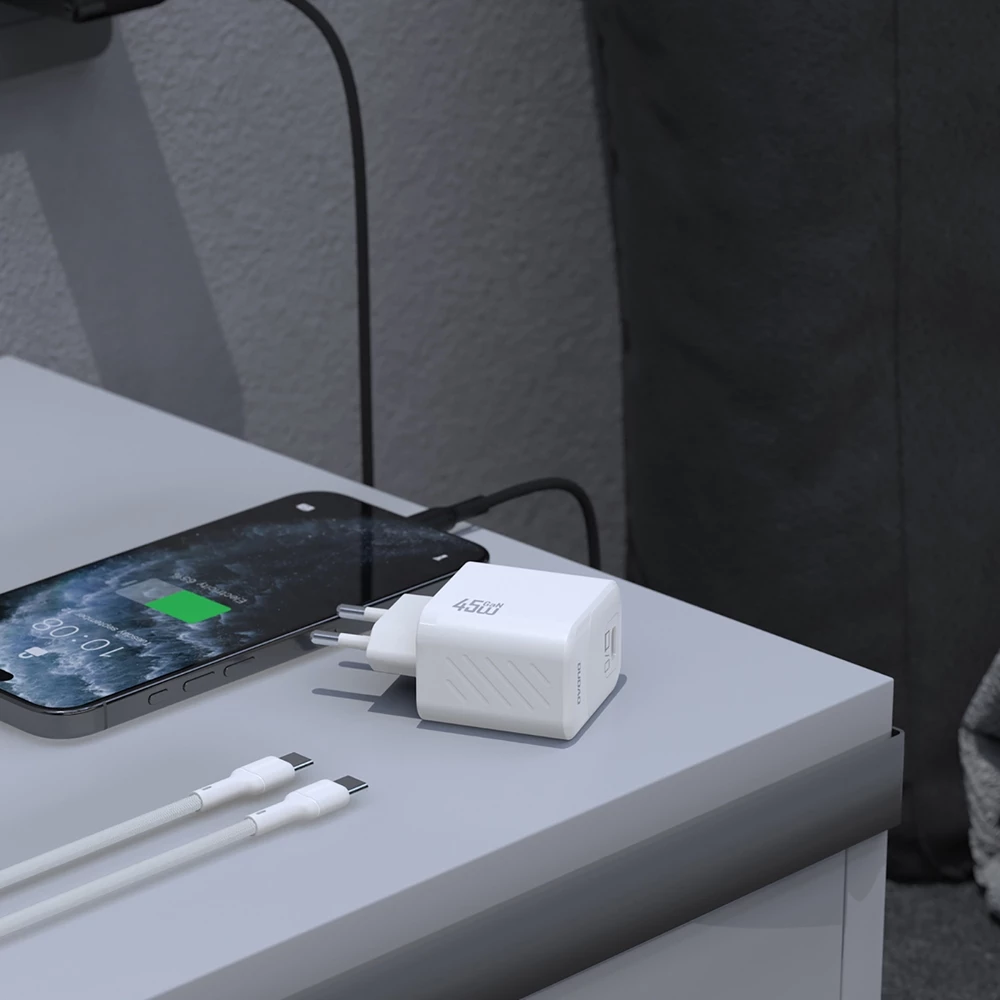 Chargeur mural GaN Dudao A28C 45W avec câble USB-C design antiglisse - Noir