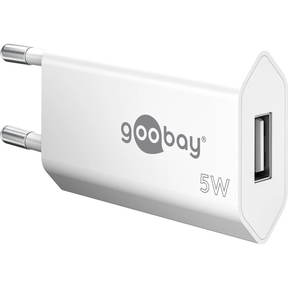Chargeur mural Goobay 5W USB-A adaptateur secteur USB compact - Blanc