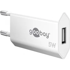 Chargeur mural Goobay 5W USB-A adaptateur secteur USB compact - Blanc