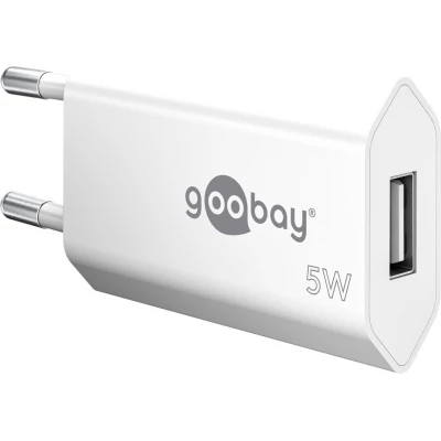Chargeur mural Goobay 5W USB-A adaptateur secteur USB compact - Blanc