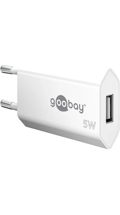 Chargeur mural Goobay 5W USB-A adaptateur secteur USB compact - Blanc