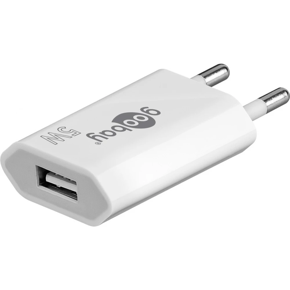 Chargeur mural Goobay 5W USB-A adaptateur secteur USB compact - Blanc