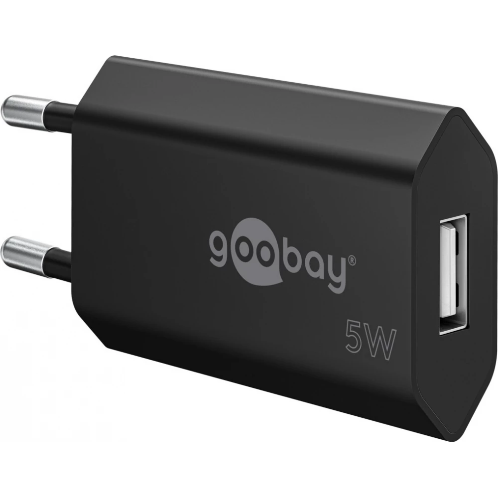 Chargeur mural Goobay 5W USB-A adaptateur secteur USB compact - Noir
