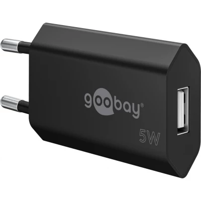 Chargeur mural Goobay 5W USB-A adaptateur secteur USB compact - Noir