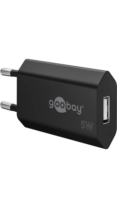 Chargeur mural Goobay 5W USB-A adaptateur secteur USB compact - Noir