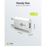 Chargeur mural Goobay 5W USB-A adaptateur secteur USB compact - Noir