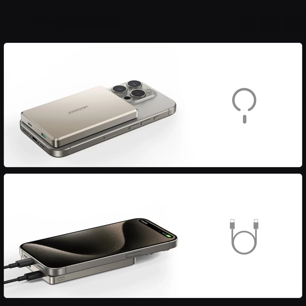 Batterie power bank magnétique Joyroom JR-PBM08 Pro 10000mAh 20W ultra fin MagSafe -  Titanium