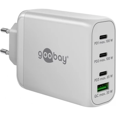 Chargeur rapide Goobay 100W GaN USB-C Power Delivery et USB-A adaptateur multiport - Blanc