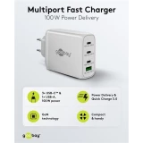 Chargeur rapide Goobay 100W GaN USB-C Power Delivery et USB-A adaptateur multiport - Blanc
